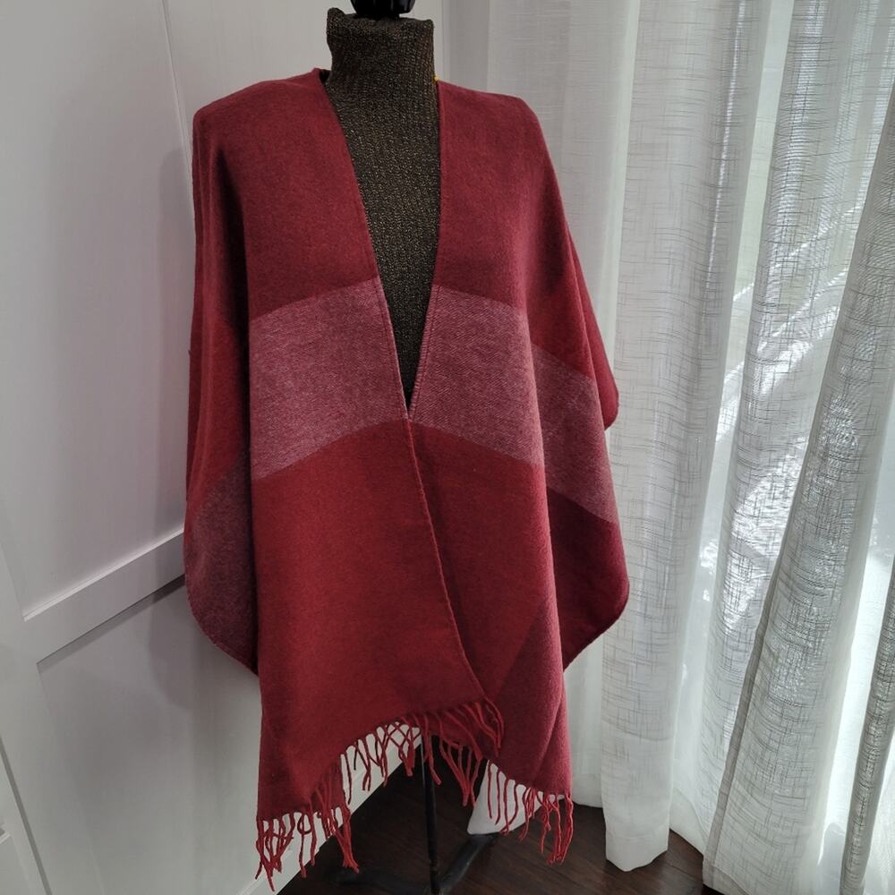 Woolrich Poncho Frindge Blancket Wrap Soft One Size